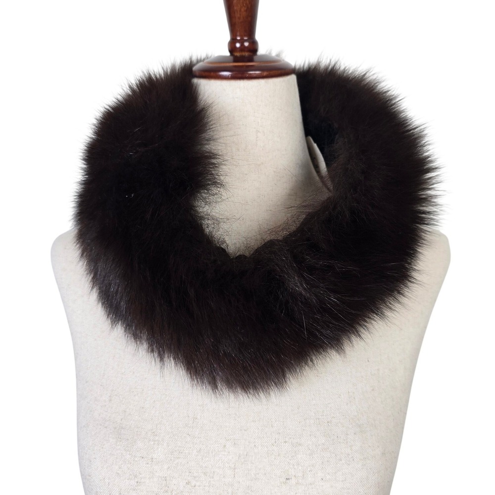 Saks Fifth Avenue Brown Dyed Fox Fur Collar Scarf Finland NWT